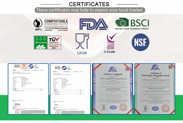 Certificaters-FDA BSCI LFGB BRC NSF BPI Compostable-Food Packaging-Hefei CHIRAN Import and Export Co.,Ltd.