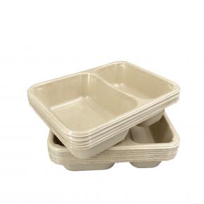1-2-Comp sugarcane bagasse food tray packing trays sealing meat tray