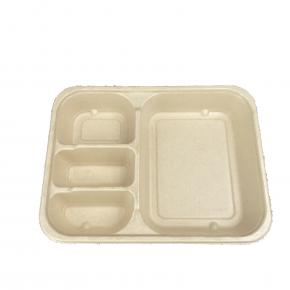 High Quality Wholesale Rectangle Sugarcane Biodegradable Bagasse Food Tray Disposable PET Coating emovable Mulch Tray