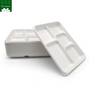 Fast Food Packing Hot Sell Biodegradable Paper Multi Compartment Tray Disposable Dish Food Tray for Food