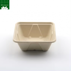 Eco New Leaf Custom Food Trays Biodegradable Disposable Food Grade Sugarcane mushroomTrays - 副本