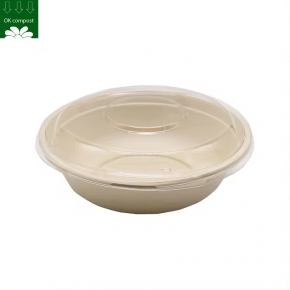 Bagasse Pulp Sugar Cane Round Shape Take Away Food Tray Container Box