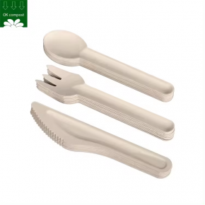 Custom Service Compostable Sugarcane Bagasse Paper Cutlery Biodegradable Disposable Sugar Cane Pulp Flatware Spoon Fork Knife