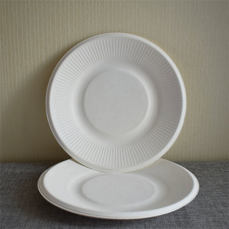 6/7/8inch Bagasse Round Plates With Pattern Christmas Party Dishes